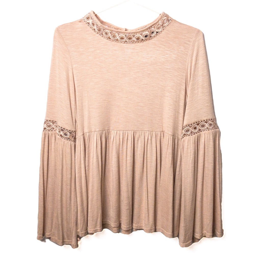 MAX JEANS Bell Sleeve Embroidered Lace Top